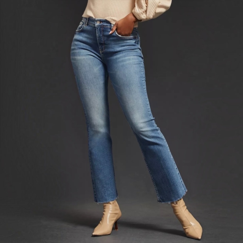 Pilcro and the Letterpress The Yaya High Rise Kick Flare Frayed Hem Jean Size 27